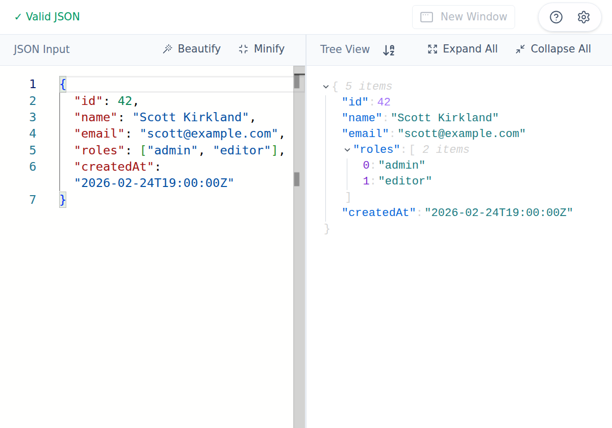 Original JSON payload before escaping